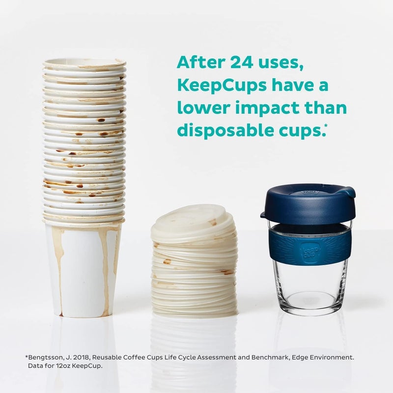 KeepCup Brew, Reusable Glass Tumbler with Spill-proof lid, Short Coffee Cup 8oz/227ml - Alder - Image 5